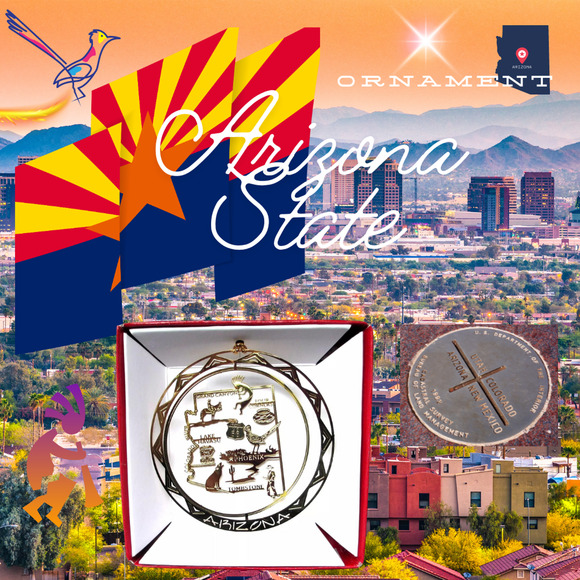 Arizona Ornament Brass State Landmarks Kokopelli Phoenix Grand Canyon Tombstone - Picture 2 of 7